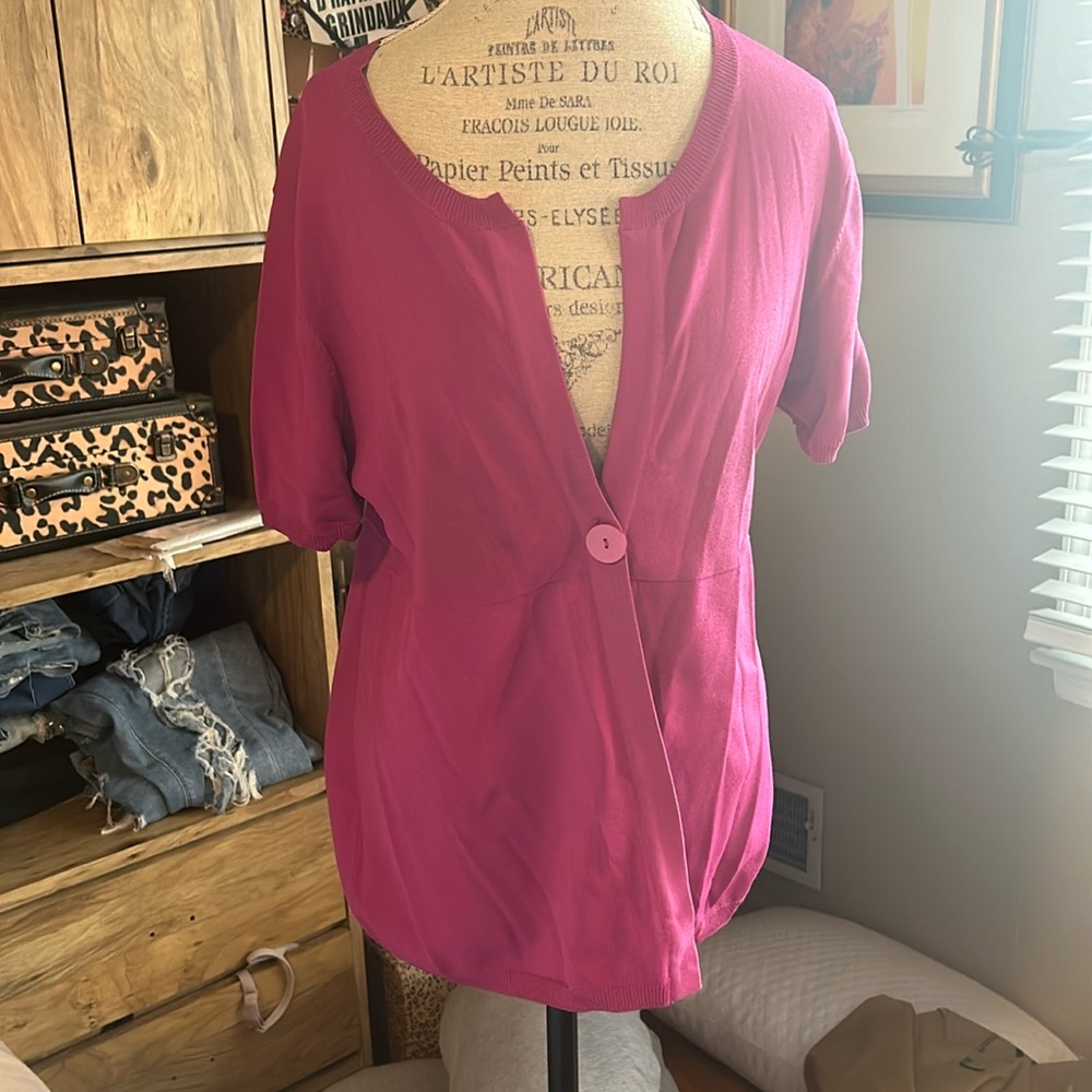 Magenta Short Sleeve Cardigan - XL - Picture 1 of 4